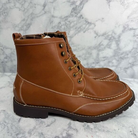 Bruno Marc Men\'s  Ankle Boots Faux Fur Lining Motorcycle  Size 13 NEW # K805